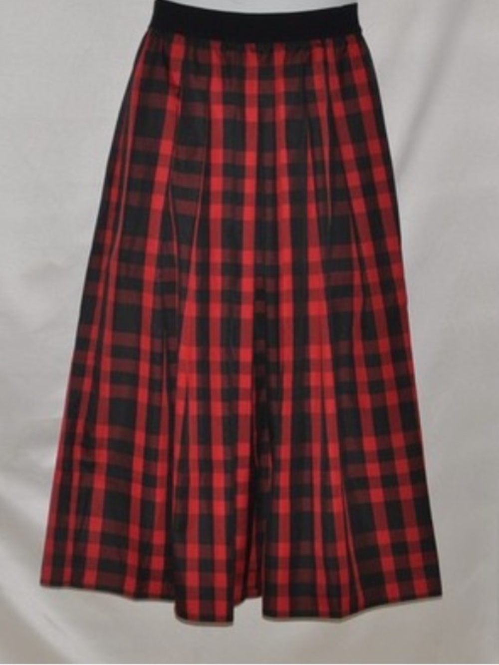 Joan Rivers Regular Buffalo Check Taffeta Maxi Skirt Red/Black X-Large petite - Picture 3 of 4
